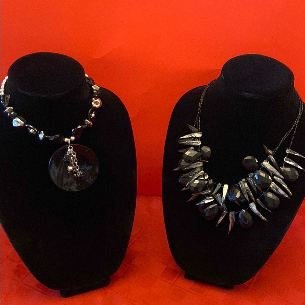 Elegant Black Beaded Necklace Set With Signed EsMor